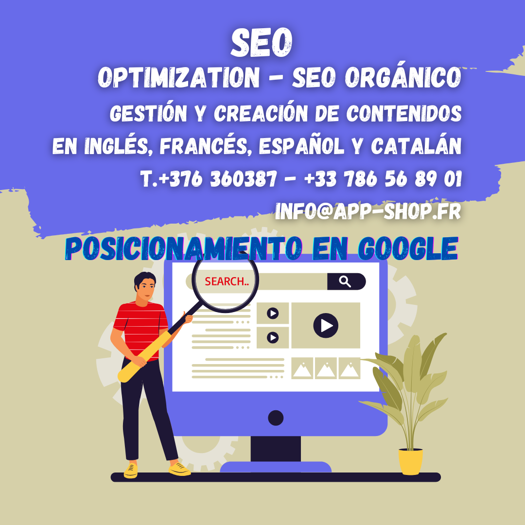 Contacta amb nosaltres i transforma positivament el teu posicionament digital: 📞 +376 360 387 / 📞 +33 786 568 901 info@app-shop.fr